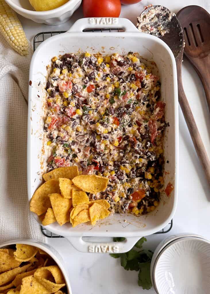 baked black bean corn and feta dip