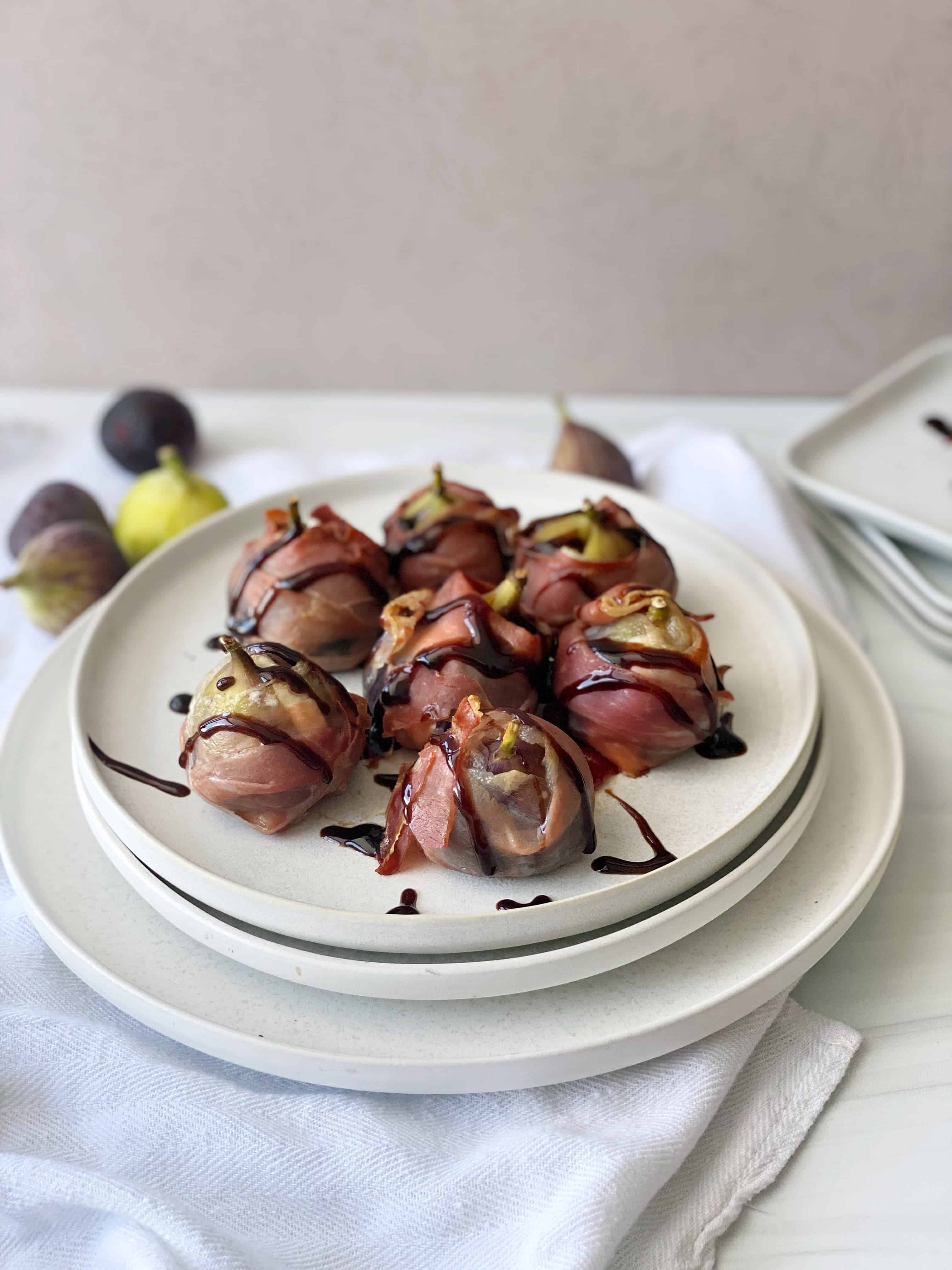 Baked Figs with Goat Cheese, Prosciutto, and Balsamic Glaze