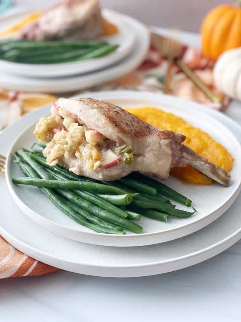 apple and almond stuffed pork chop