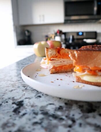 Turkey, Cheddar, and Apple Grilled Cheese with Gochujang Mayo