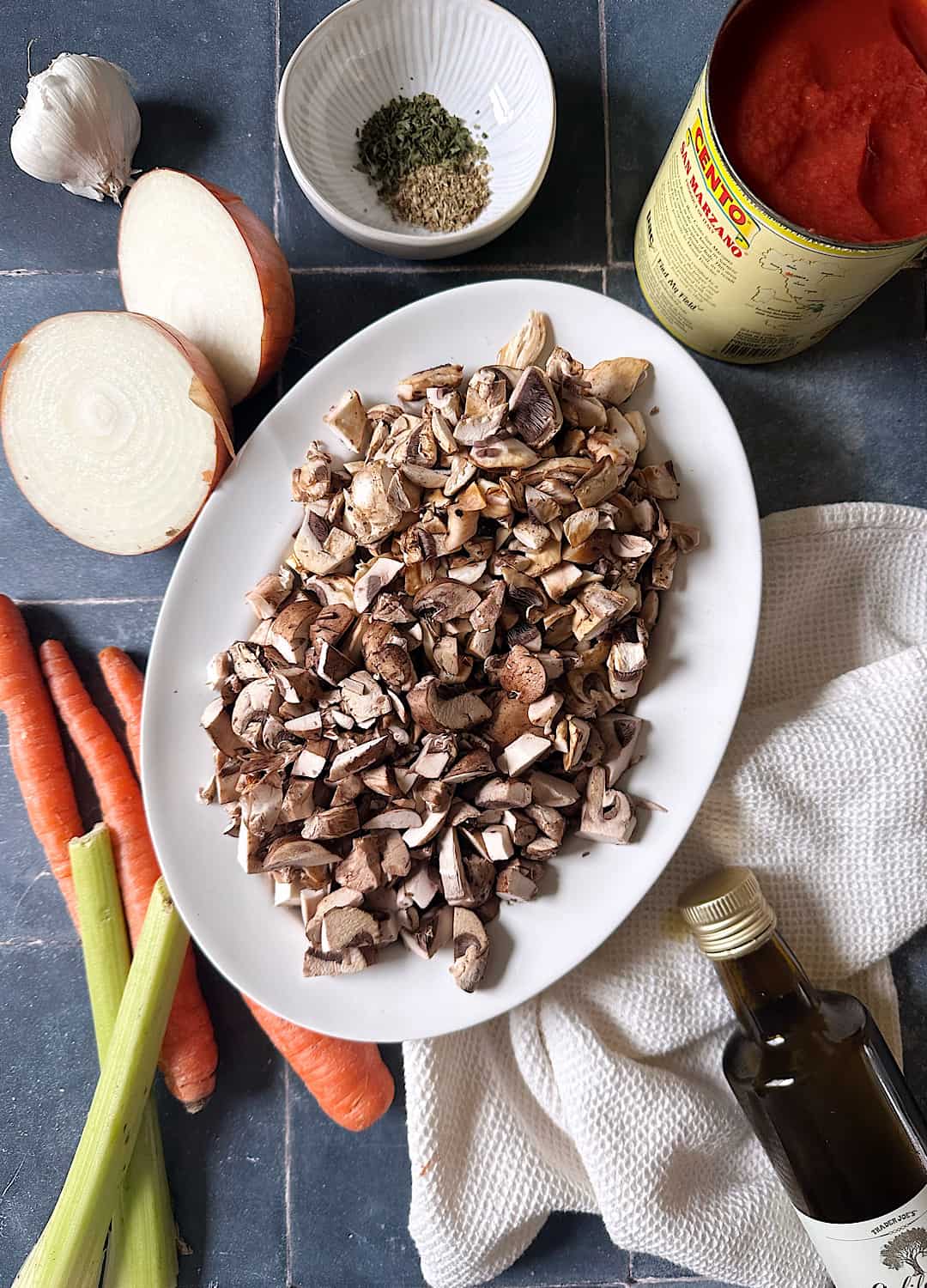 ingredients for hearty mushroom bolognese
