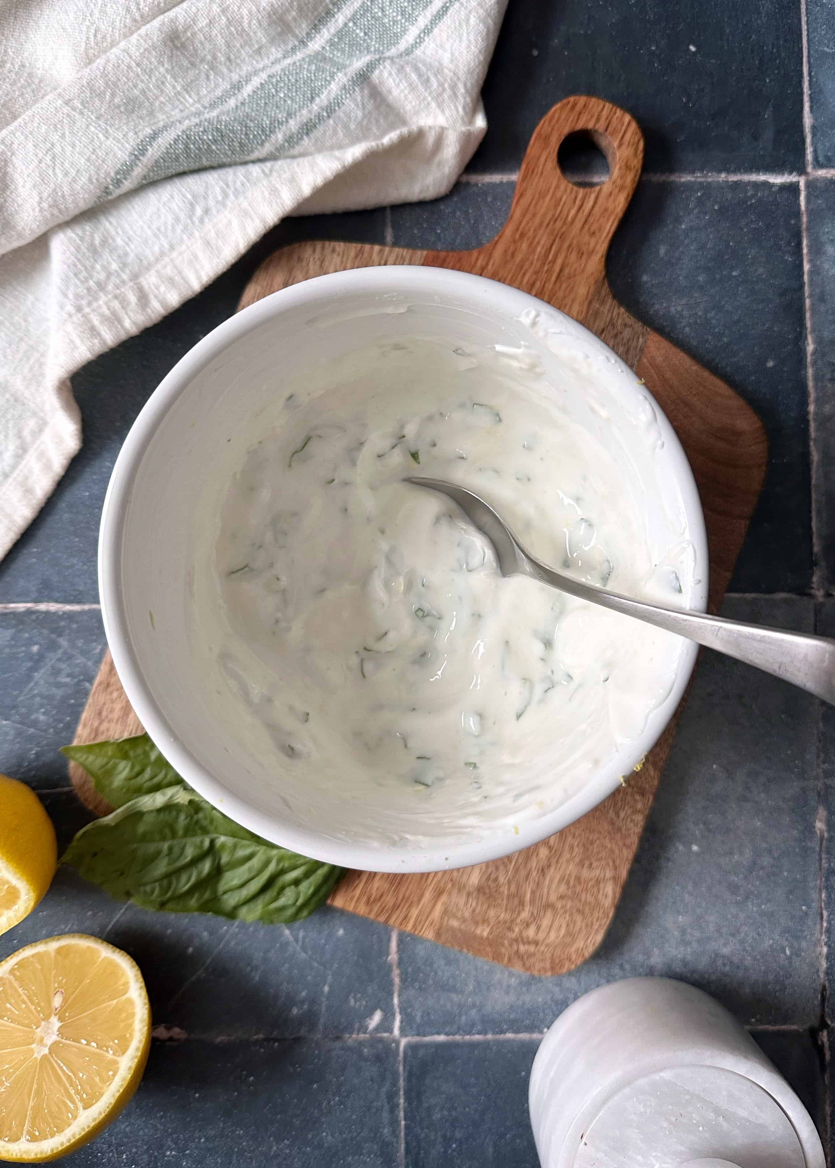 lemon basil yogurt sauce