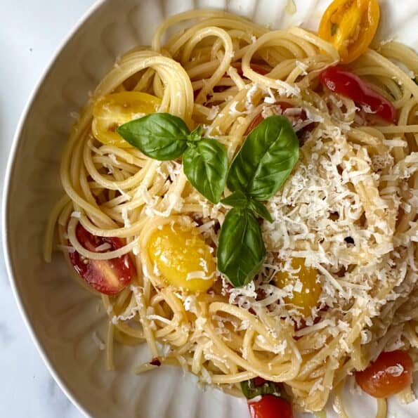 Spaghetti with No-Cook Bruschetta Sauce