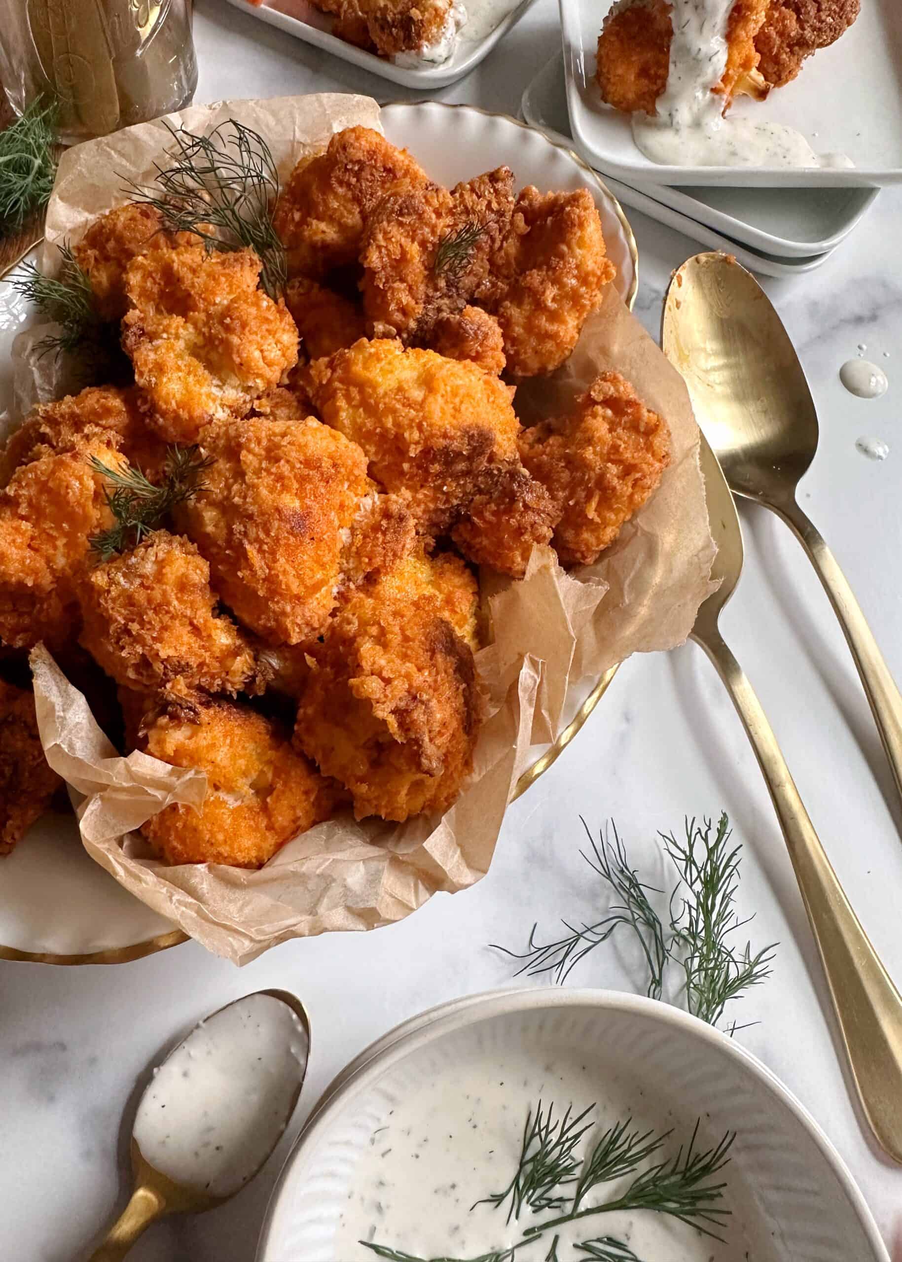 Crispy Oven Baked Buffalo Cauliflower