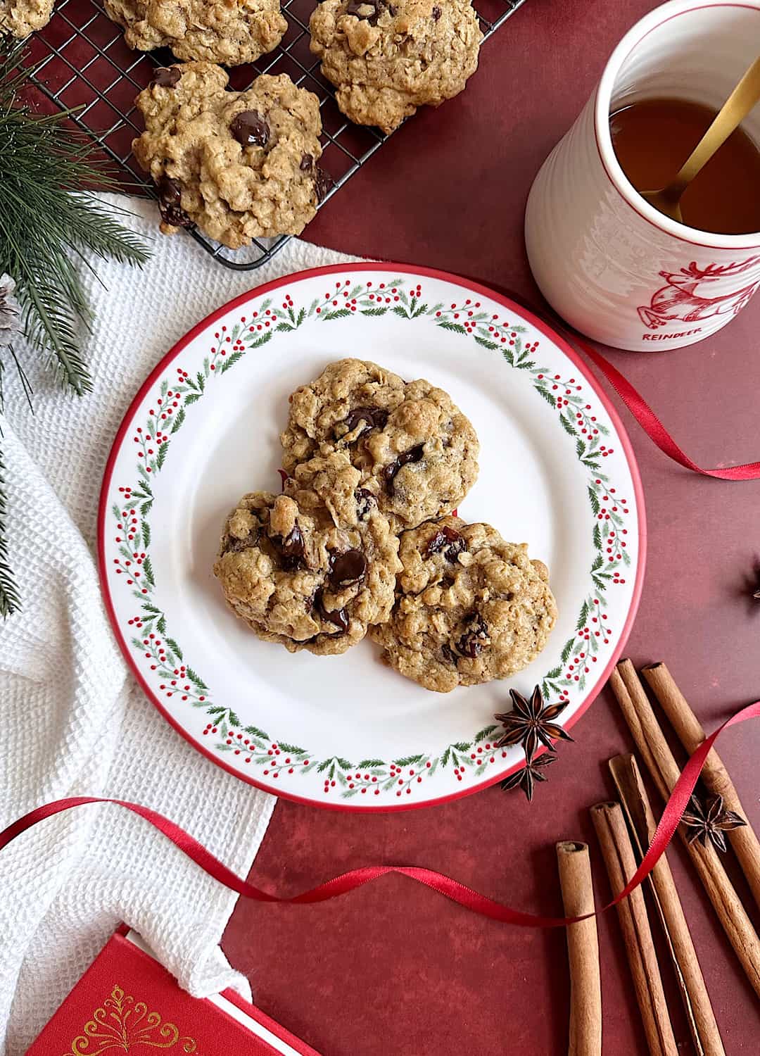 Dark Chocolate Cherry Oatmeal Cookies