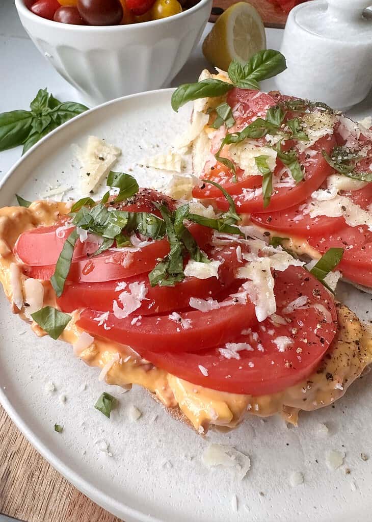 Spicy Tomato Toast with Parmesan and Basil