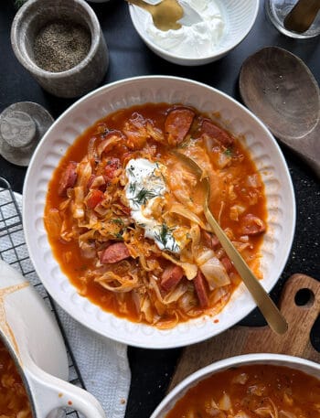 Tomato Cabbage Kielbasa Soup