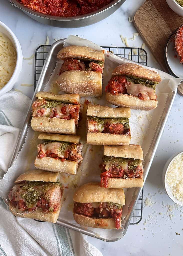 Garlic Bread Marinara Meatball Subs