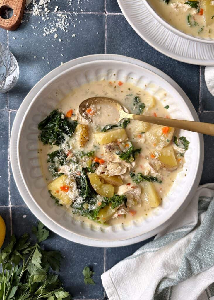 Tuscan Chicken Potato and Kale Soup