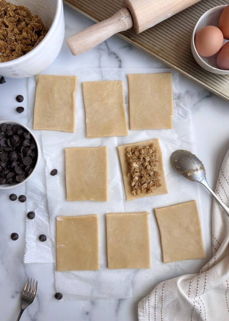 adding oatmeal filling to pop tarts