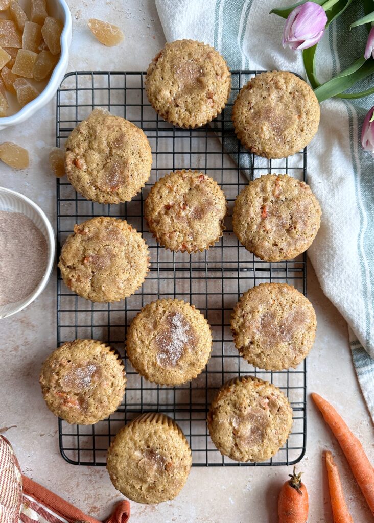 cooling rack with carrot ginger muffins