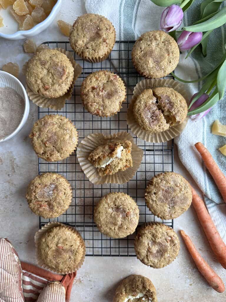 cooling tray with carrot ginger muffins