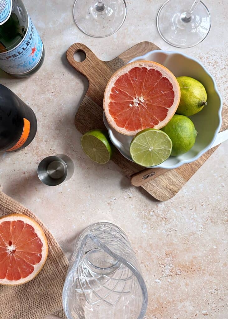 pieces of citrus for an aperol paloma spritz