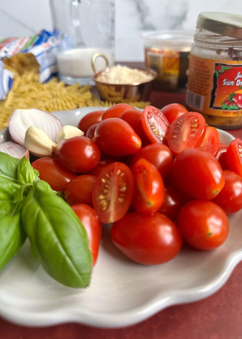 cherry tomatoes basil and garlic