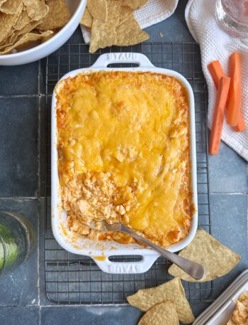 casserole dish of chicken lip dip