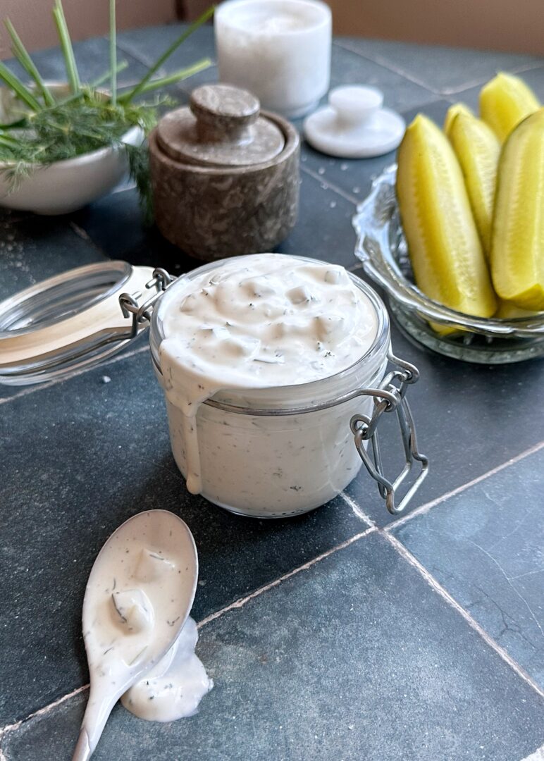 dill pickle ranch in glass jar