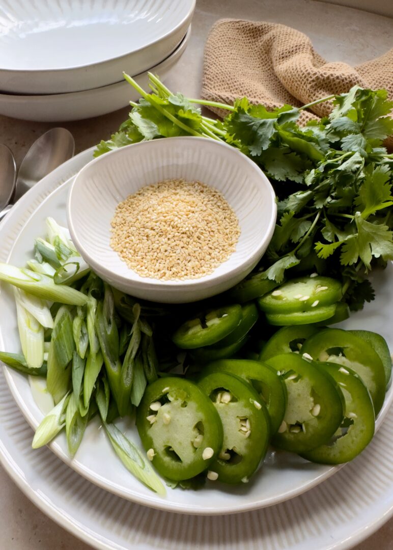 green soup toppings