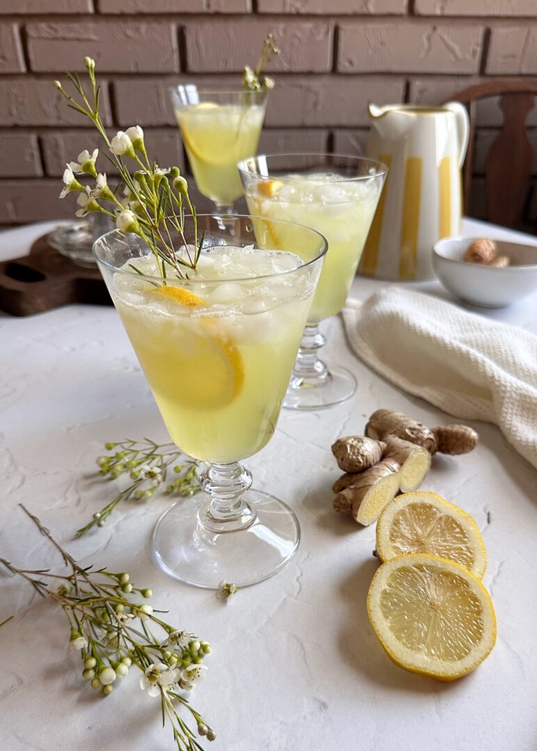 glasses of ginger turmeric lemonade