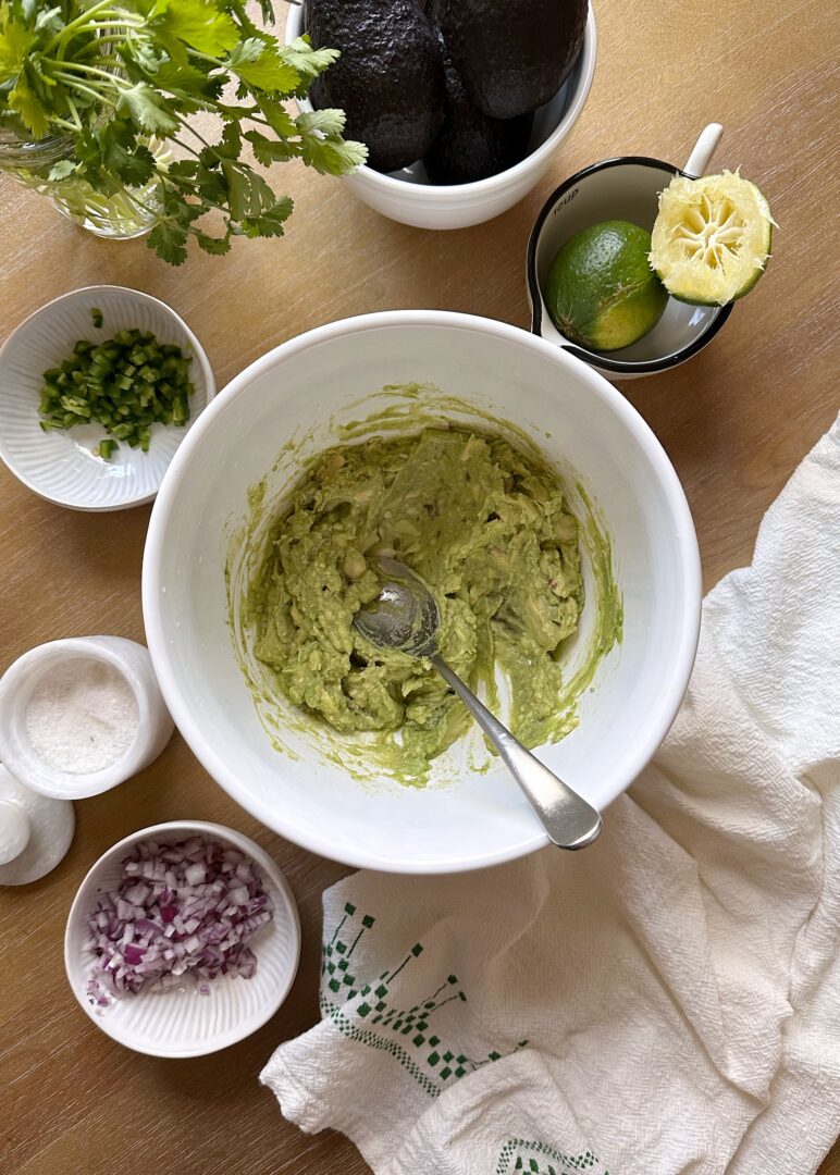mashed avocado for guacamole