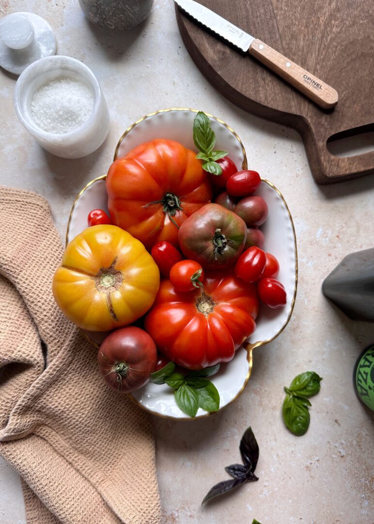 bowl of heirloom tomatoes