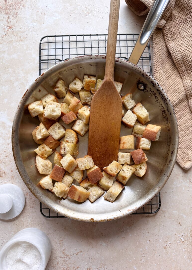 pan fried bread in a steel skillet