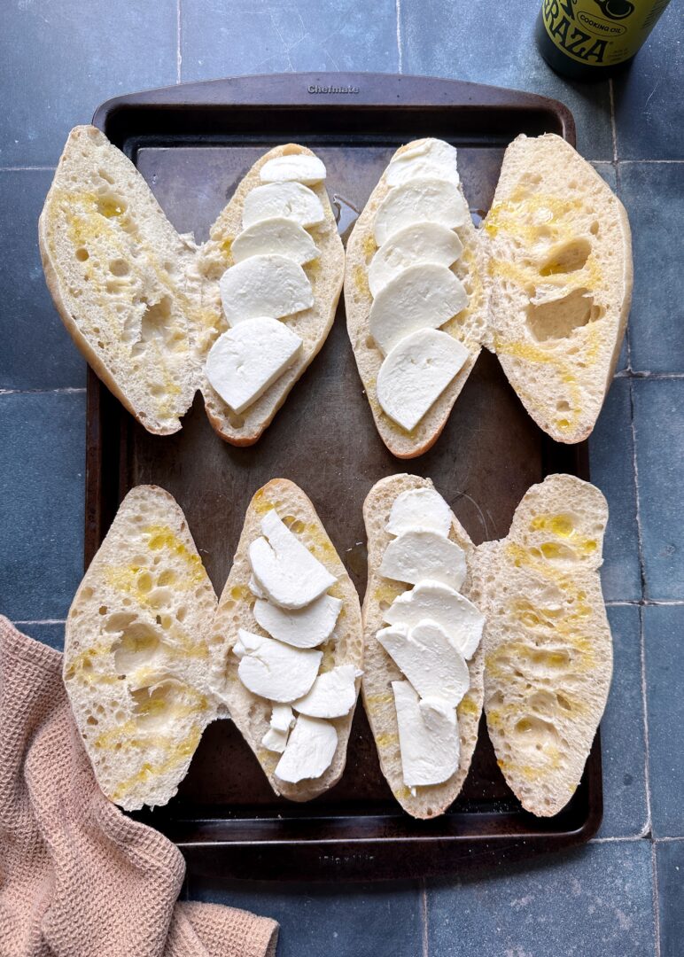 sandwiches with mozzerella before melting