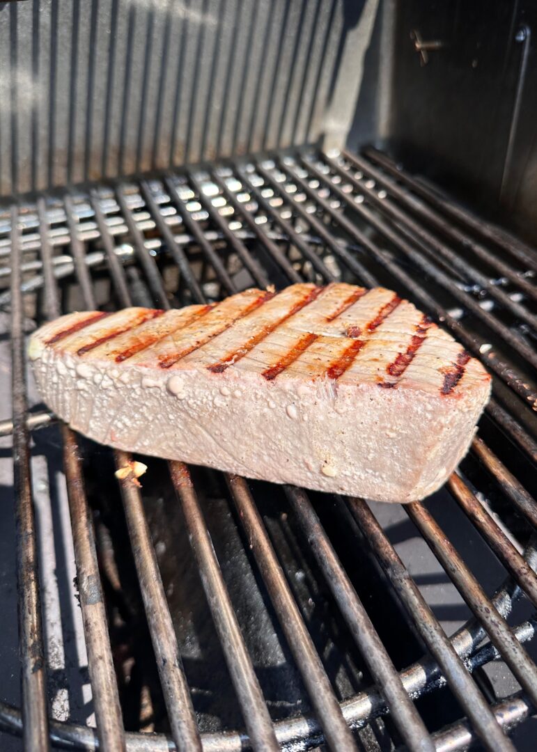 tuna steak on the grill