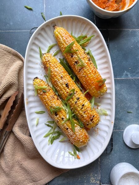 grilled gochujang butter corn on the cob