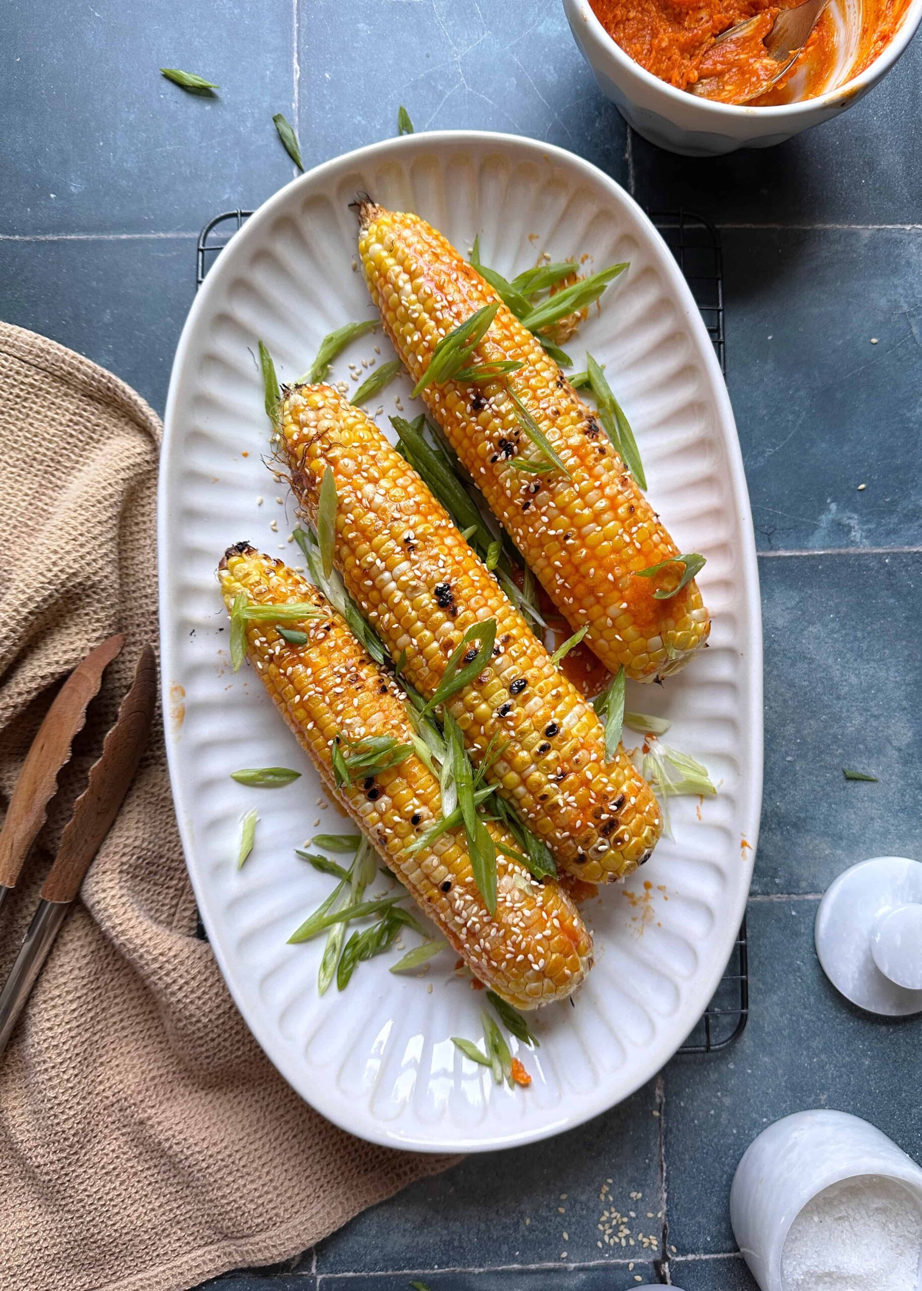 grilled gochujang butter corn on the cob