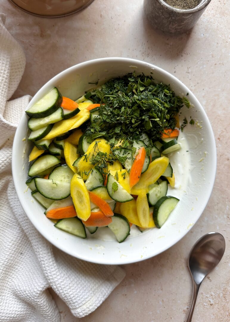 ingredients for carrot cucumber salad