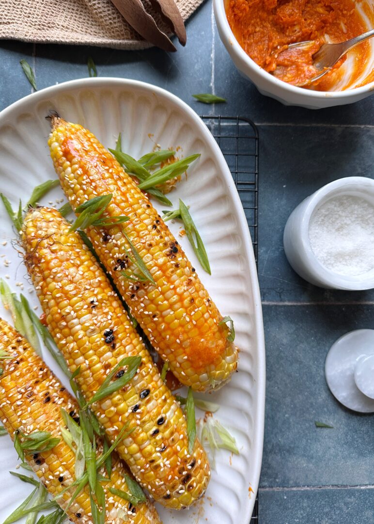 plate of gochujang corn