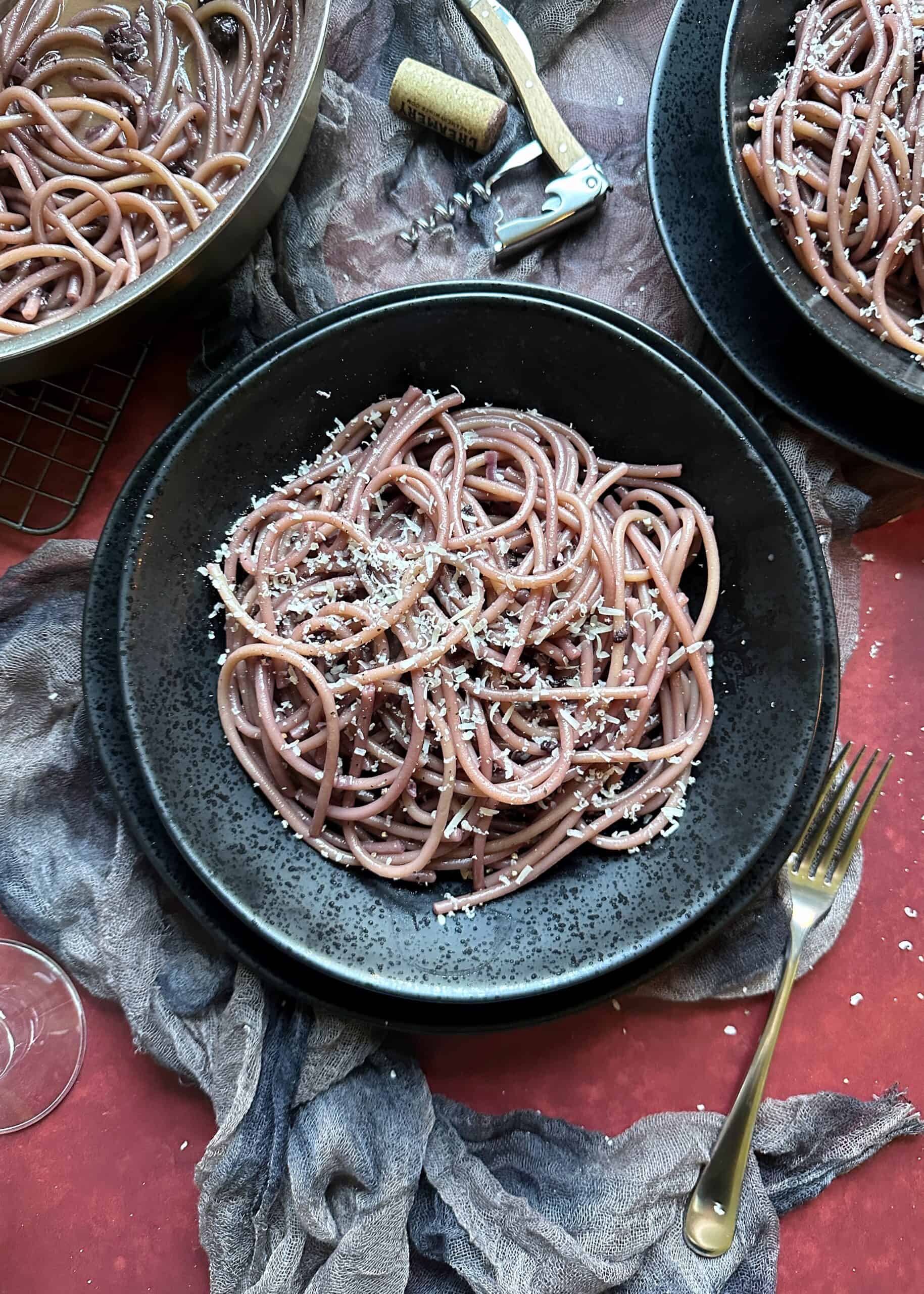black bowl of dracula's drunken pasta