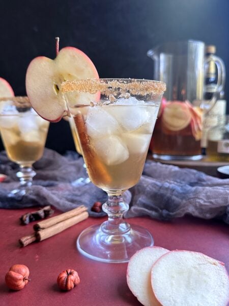 glass of poison apple halloween sangria