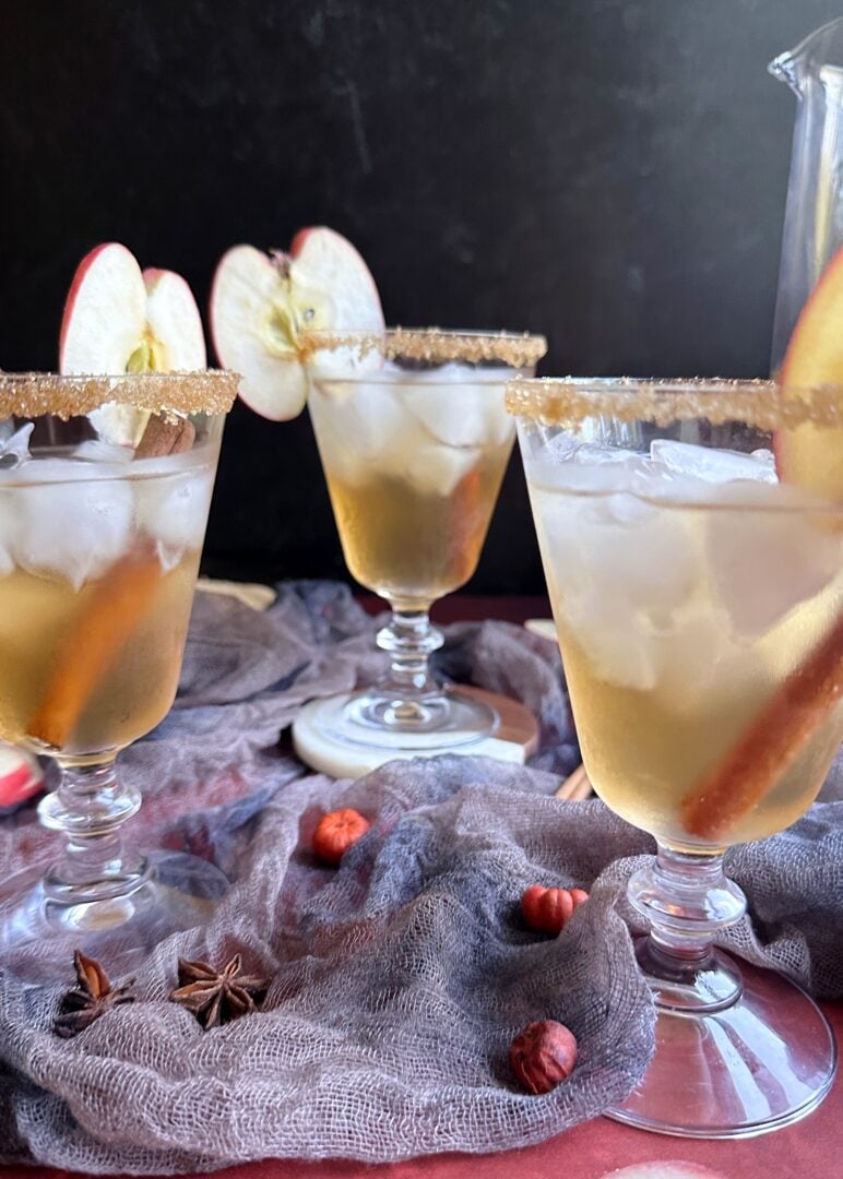 glasses of poison apple halloween sangria