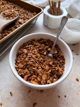 a bowl of crunchy cinnamon granola