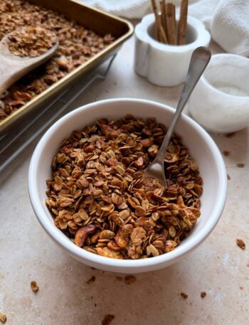 a bowl of crunchy cinnamon granola