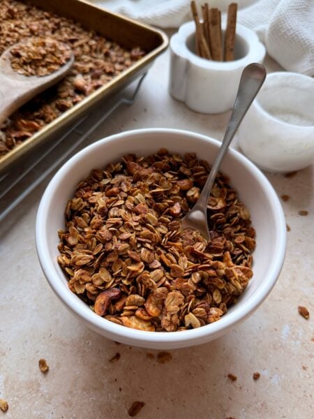 a bowl of crunchy cinnamon granola