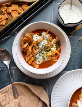 bowl of buffalo chicken white chili
