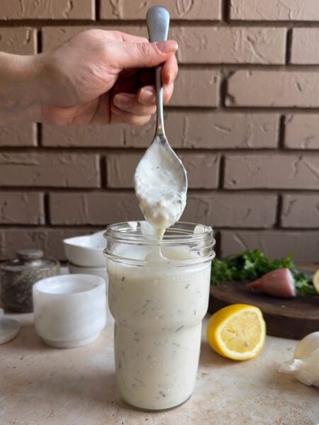 spoonful of buttermilk herby ranch dressing