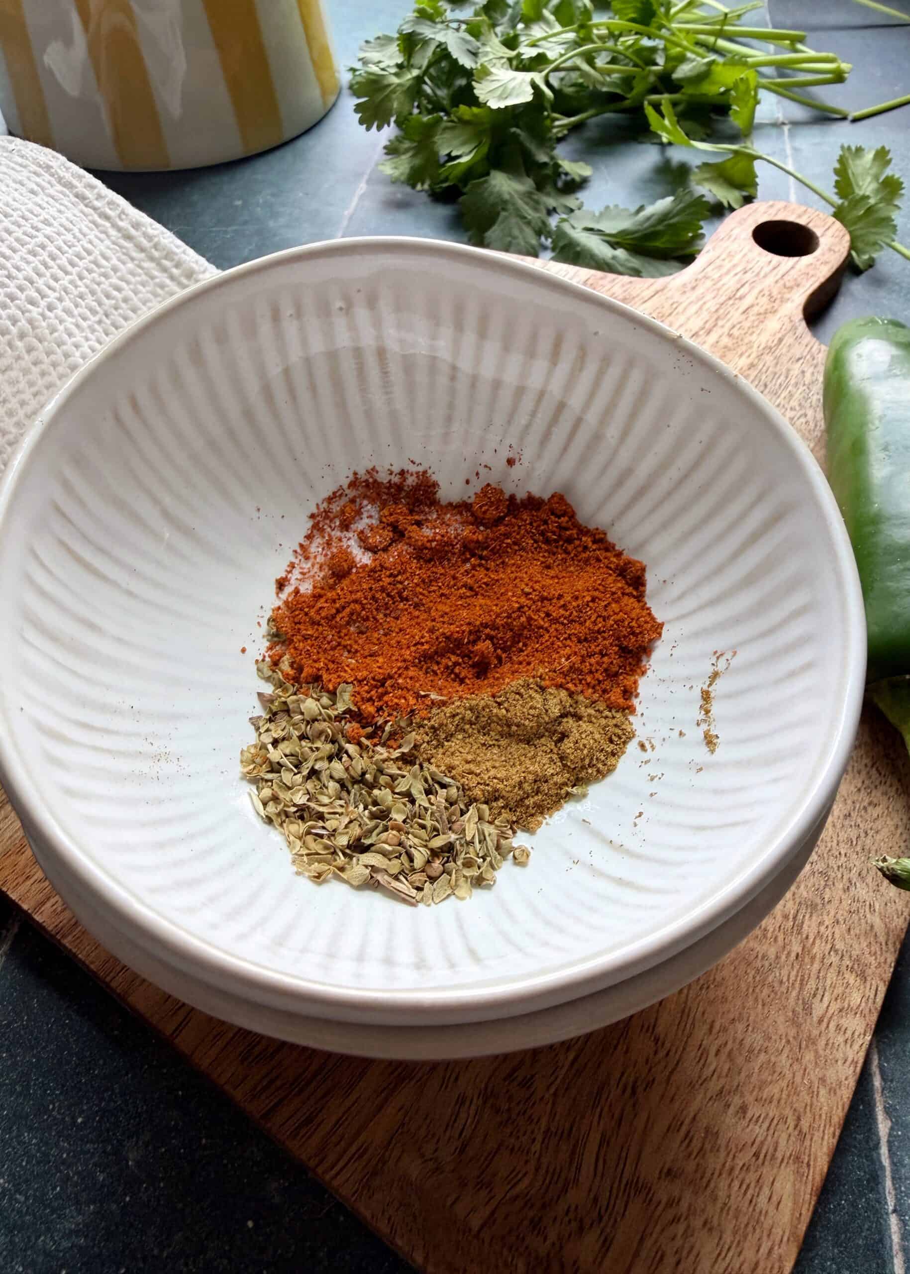 spices in a bowl for black bean quesadilla
